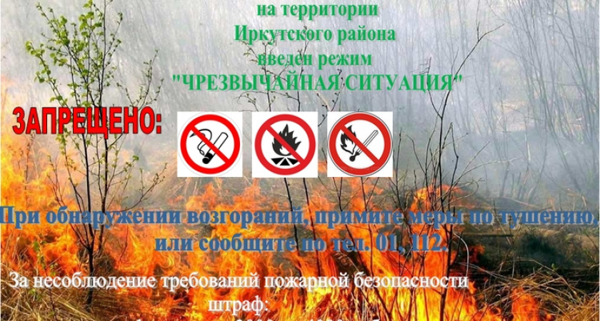 Режим ЧС из-за пожаров объявлен на территории Иркутского района