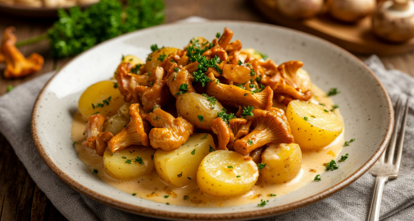 Сливочные лисички с картофелем: рецепт, согревающий сердце, и летнее настроение в каждой ложке