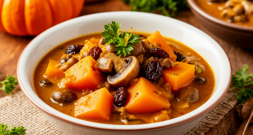 Тыкву больше не замораживаю: бросаю на сковороду — получается восхитительное карри с грибами. Вкусно с лепешками и питой