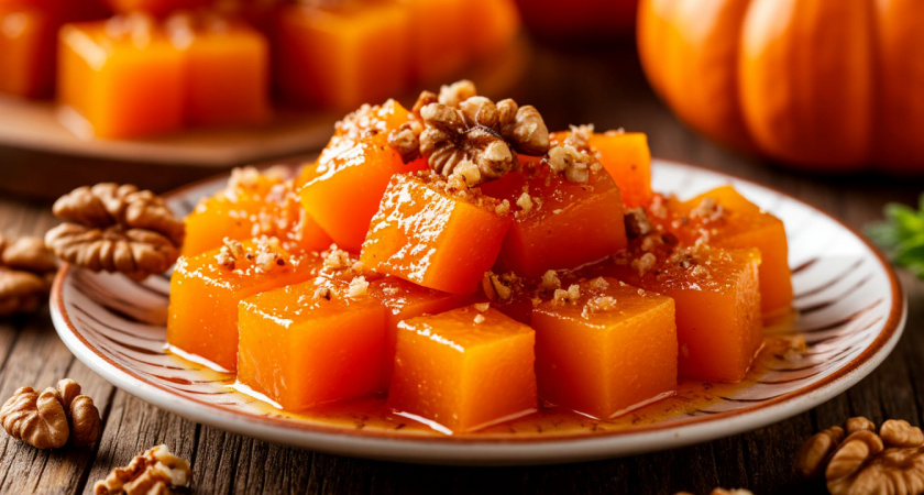 Мармеладная тыква с грецким орехом: вкуснейший турецкий десерт, достойный султана