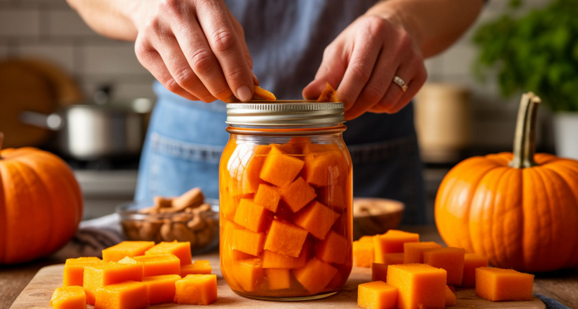 Сделала такую тыкву — и гости не поверили, что это не ананас: вкуснейшая консервация к Новому году