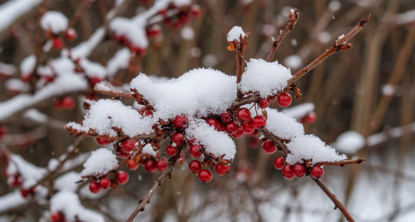 Этот куст - большой любитель снега: Набрасываю на него сугроб в декабре - летом ягоды гребу ведрами