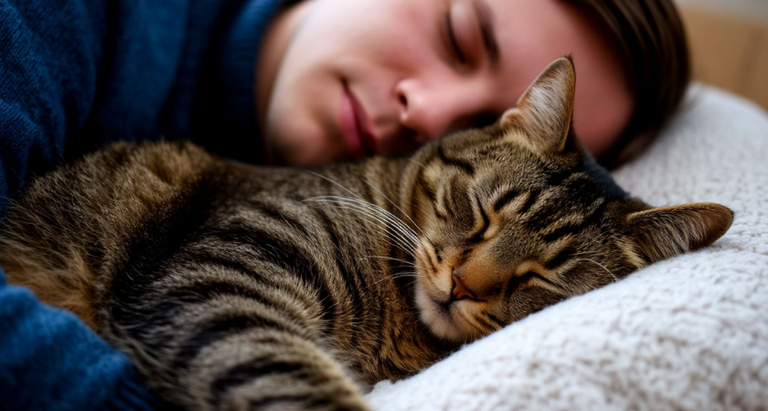 Почему кошка спит рядом с головой хозяина: что это означает на самом деле?
