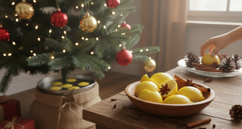 Лимонные корки раскладываю под елкой — весь Новый год без забот и печали: праздничный лайфхак хозяек