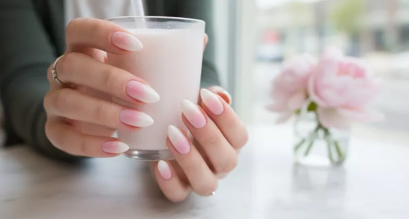 Маникюр "клубничное молоко": нежно, аккуратно, дорого — тренд зимы 2026 года