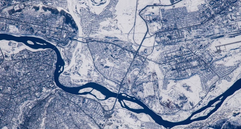 Космонавт Антон Шкаплеров сфотографировал зимний Иркутск с борта МКС