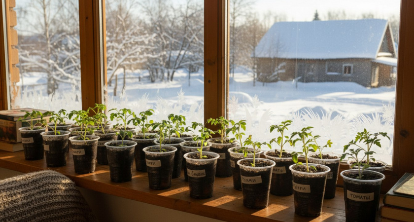 Сажаю 2 семечка в один стакан — и выращиваю богатырскую рассаду томатов без пикировки и подкормок — только вода и свет