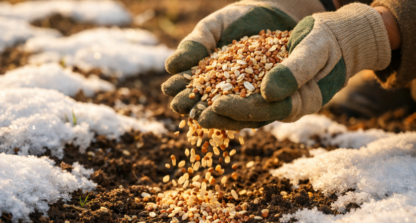 Миска крупы вместо 10 кг навоза: бросаем даже на снег — весной земля нежнее шелка