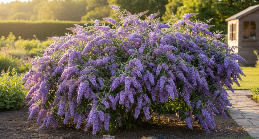 Роскошный фонтан лилового цвета из ароматных гирлянд весь сезон: неприхотливый кустарник растет даже на бедных почвах
