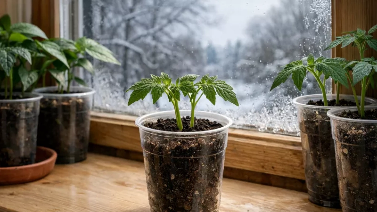 Сую 2 семечка в стакан — и готово: выращиваю крепкую рассаду томатов без пикировки и подкормок, только вода и свет