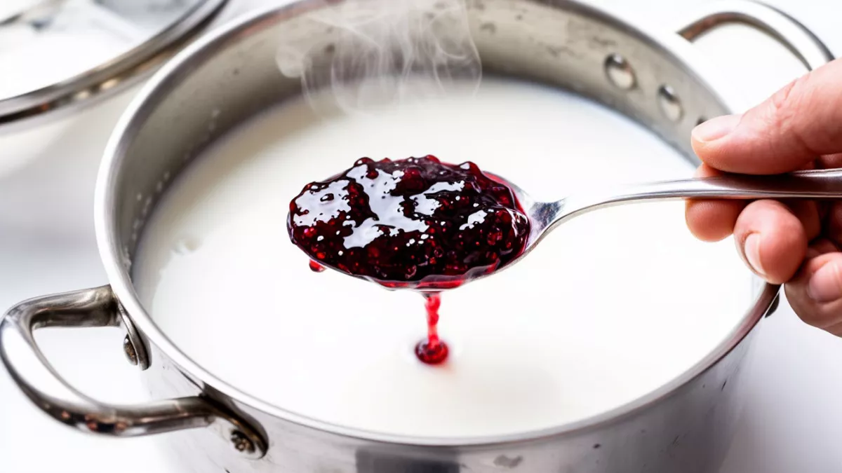 Добавляю 1 ложку варенья в кипящее молоко — и вкуснятина готова: потрясающе нежный десерт за 5 минут из ничего