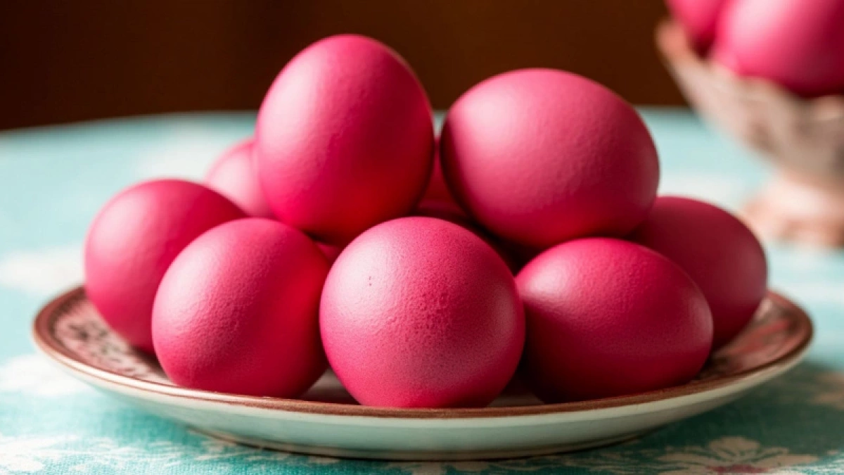 Изумительно красивые пасхальные яйца розового цвета: для покраски нужен один натуральный ингредиент