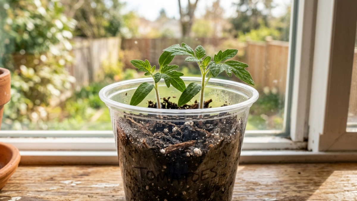 2 семечка в 1 стакан — и выращиваю богатырскую рассаду томатов: только свет и вода без пикировки и подкормок