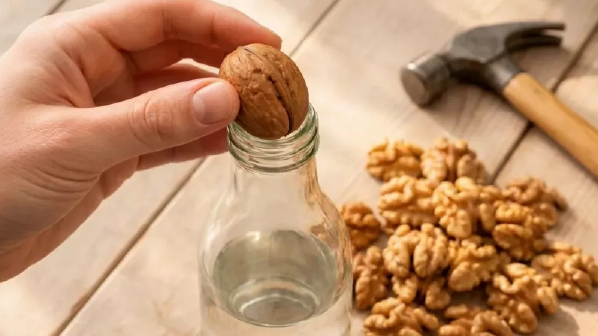 Теперь грецкие орехи не чищу — использую бутылку: легко как щелкать семечки — ядро целое, никаких крошек