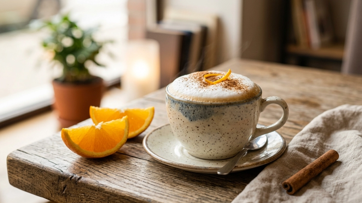 Долго искал способ разнообразить утренний кофе и нашел идеальный: апельсиновый раф с цедрой и взбитыми сливками