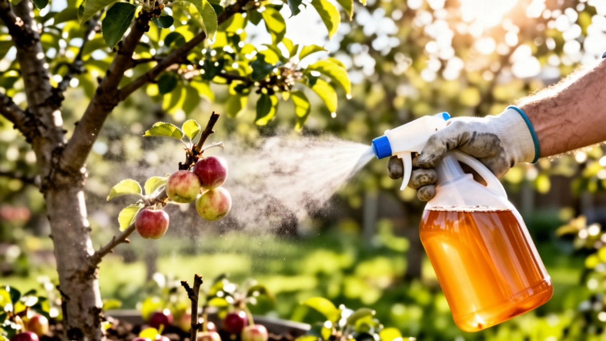 Клеща с плодовых гоню в марте: 200 г перемешиваю и "пшикаю" на почки — вылетает как пробка