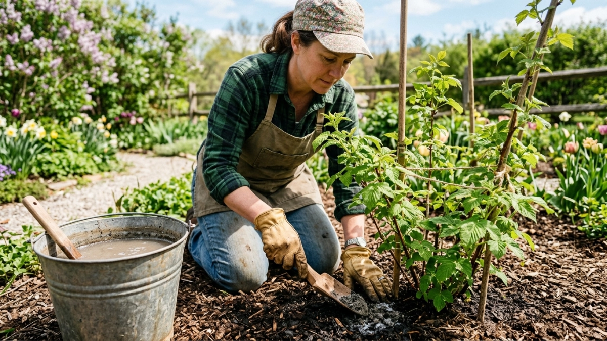 Малине весной — обязательно: 600 г на 10 л — и ягод нарастет видимо-невидимо: будут крупнее ореха и слаще меда