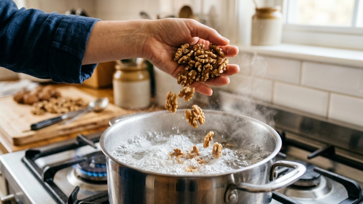 Бросаю грецкие орехи в кипяток — и на столе деликатес, вкуснее шоколадных конфет из магазина: хрустящие снаружи, нежные внутри