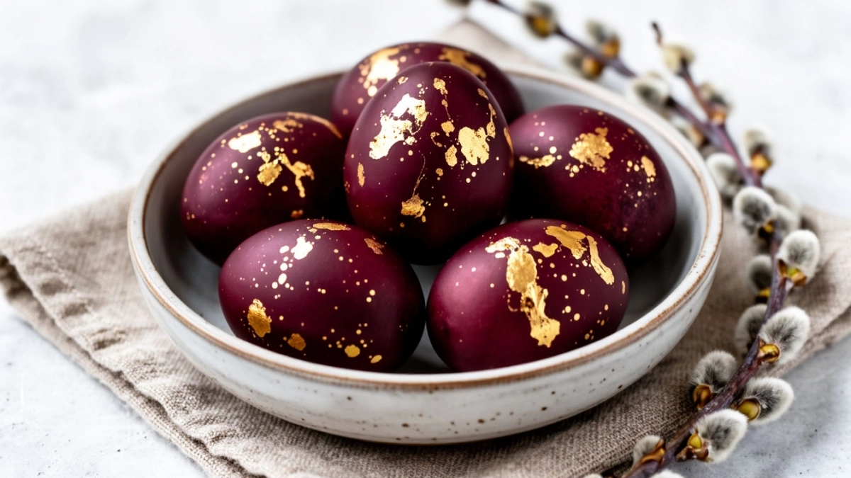 Эффект "дорого-богато": сияющие яйца на Пасху в модном цвете "бордо" — главный тренд 2026 года