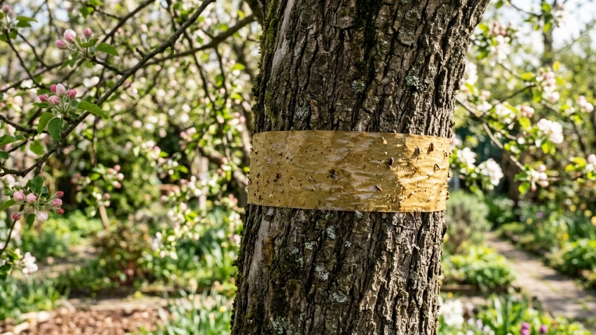 В апреле оборачиваю ствол яблони — обязательно: тля сбегает сверкая лапками — цветет и плодоносит без остановки