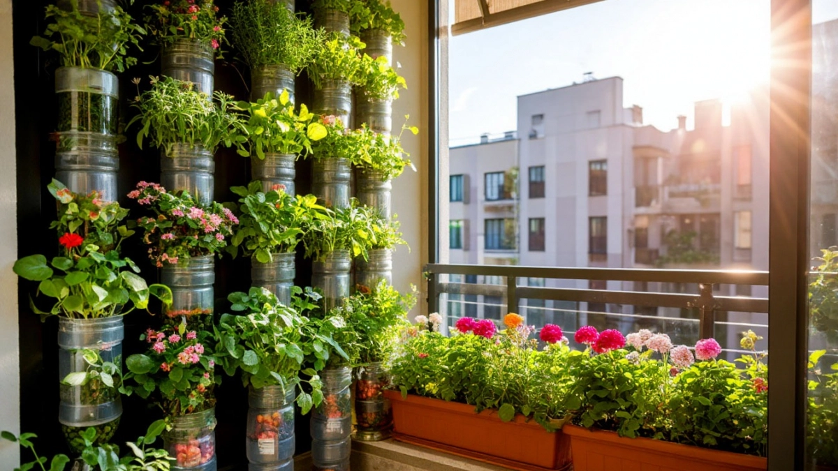 Выбрасывать пластиковые бутылки больше не модно: тренд 2026 — вертикальные грядки из отходов на балконе