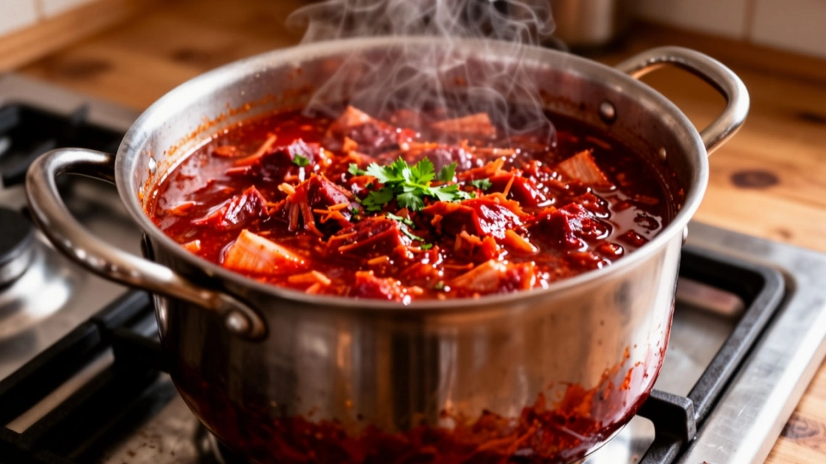 Как варят настоящий борщ, а не суп со свеклой: нашла рецепт в книге 1952 года. Есть 2 секрета: от них зависит вкус и рубиновый цвет