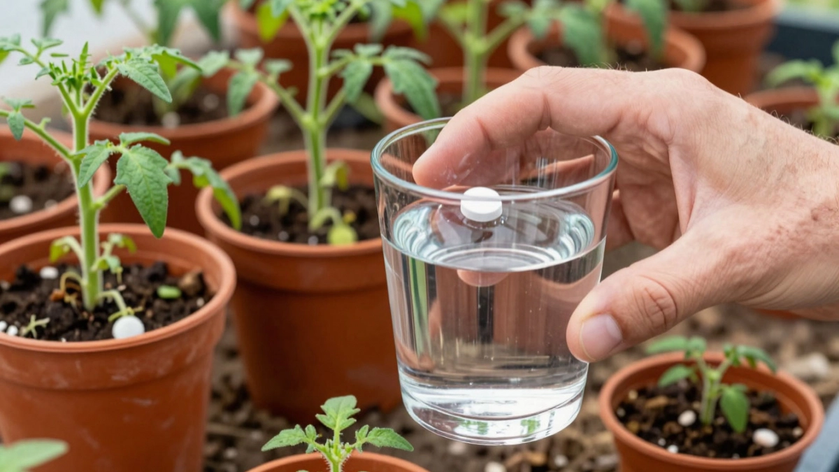 Трачу всего 10 руб. - и томаты крепнут на глазах: 1 таб. на стакан воды для "скорой помощи" рассаде