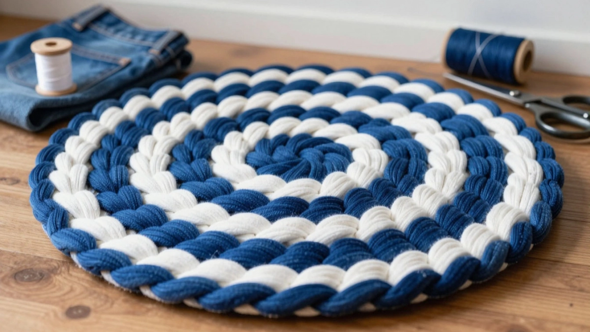 Беру старые джинсы и ножницы — делаю коврик, который не отличить от магазинного: подруги просят научить
