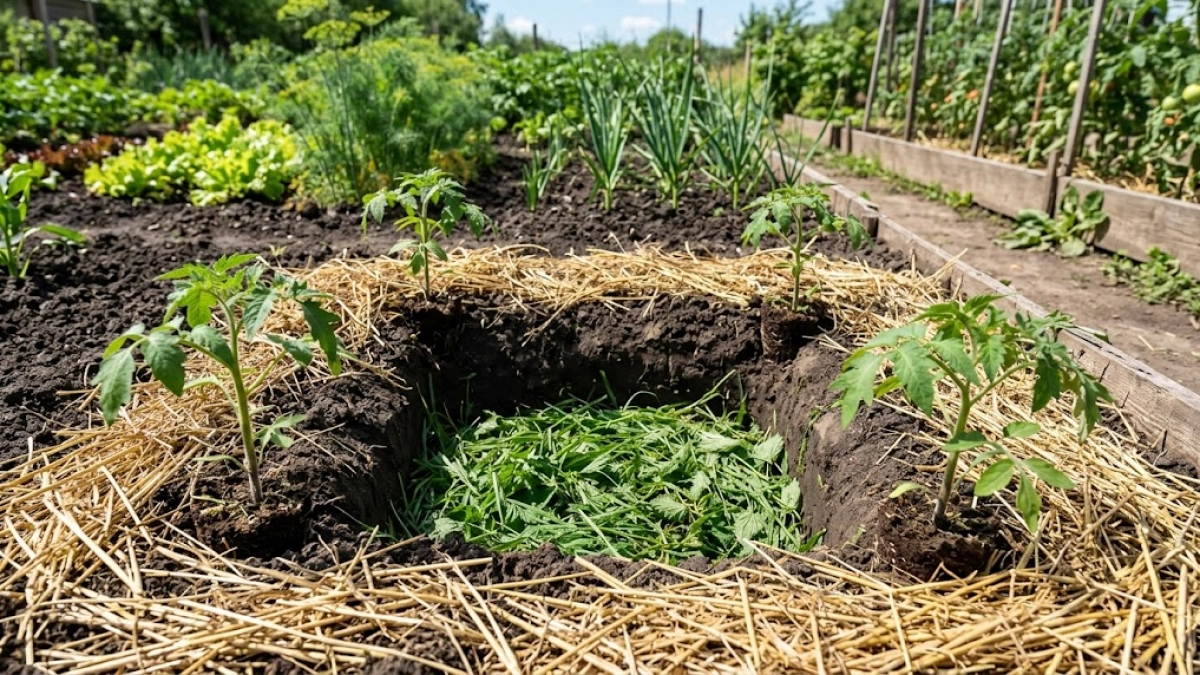 Сажаю томаты ямочным методом и забываю о вершинной гнили — поливаю 1 раз в неделю