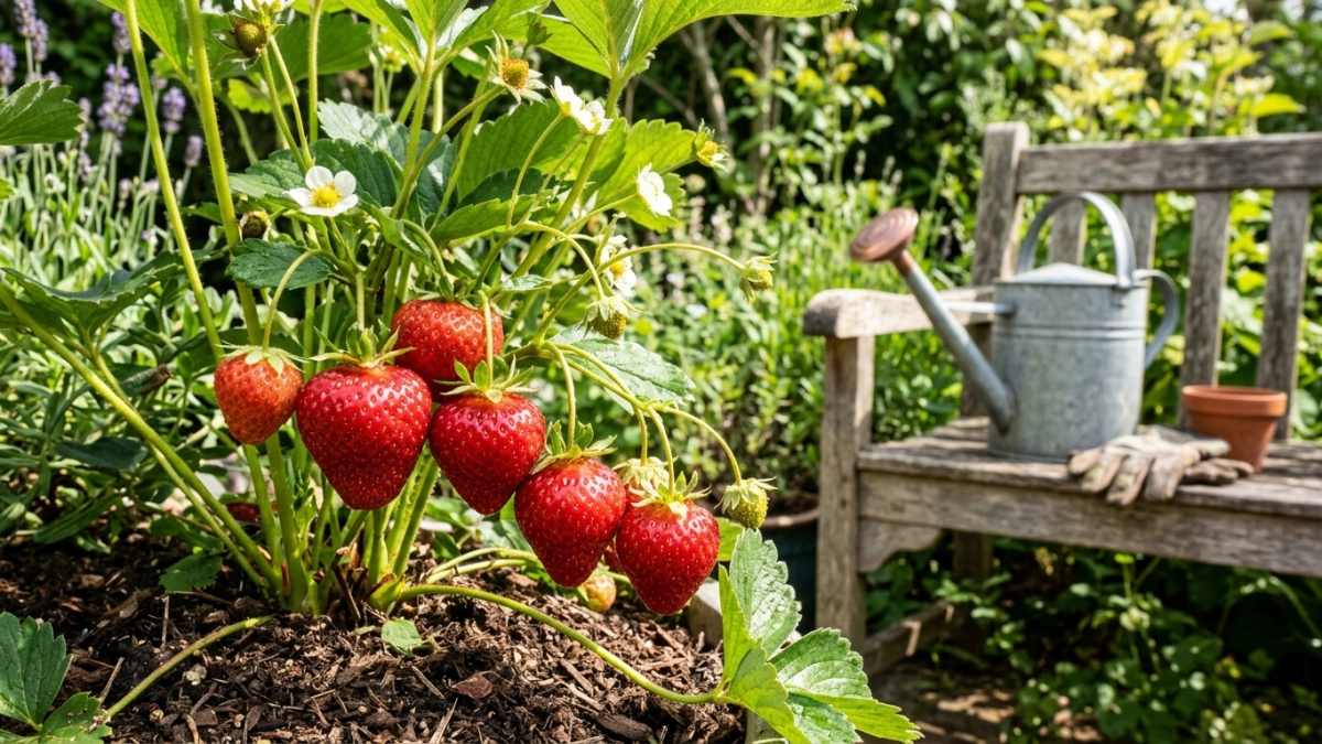 1 стакан золы на ведро — и клубника цветёт как сумасшедшая: ягоды крупнее грецкого ореха
