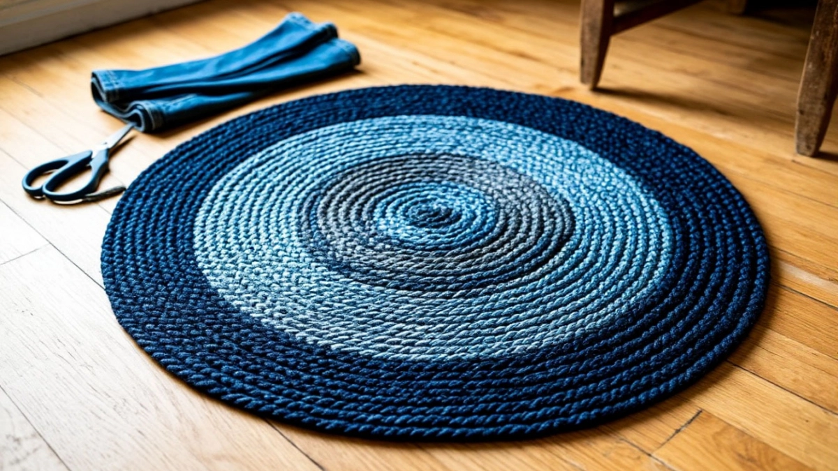 Беру поношенные джинсы и ножницы — мастерю коврик, который не отличить от покупного: соседи просят научить