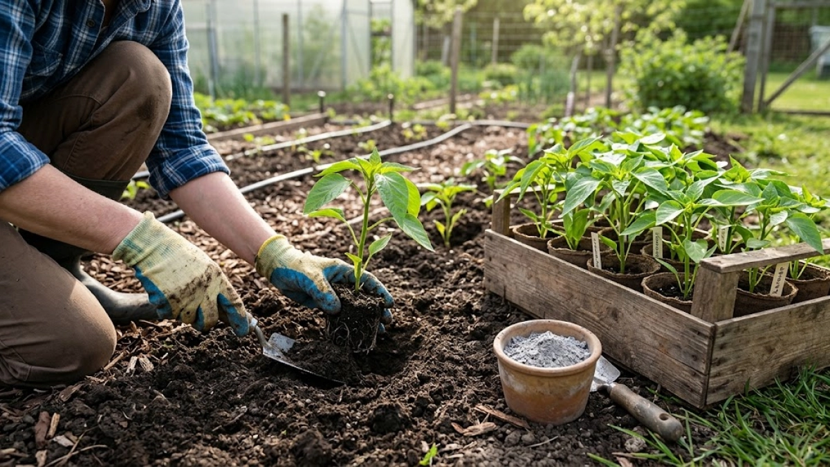 Сажаю перец в открытый грунт и сыплю в лунку одно и то же: 3 компонента, которые реально работают