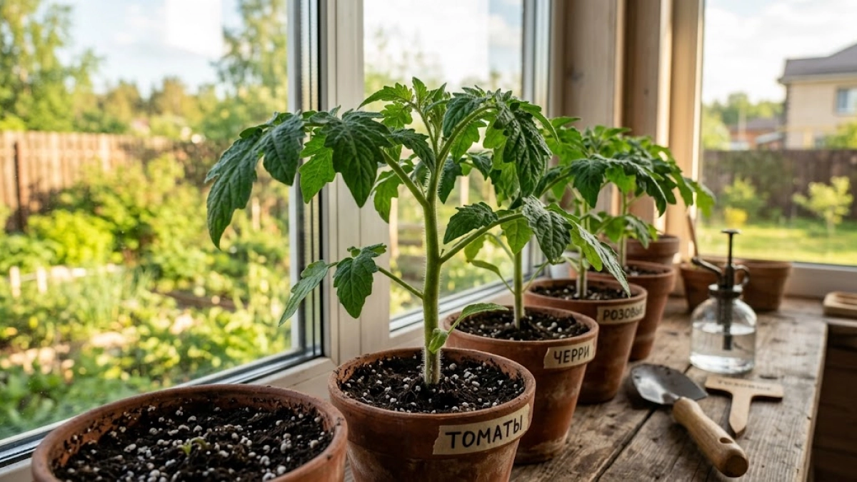 Выправляю вытянувшуюся рассаду томатов простым способом — корни крепнут, стебли утолщаются