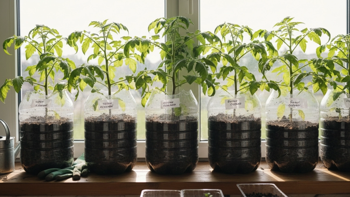 Никаких стаканчиков: сажаю семена сразу в пятилитровые бутылки — томаты растут быстрее в 2 раза