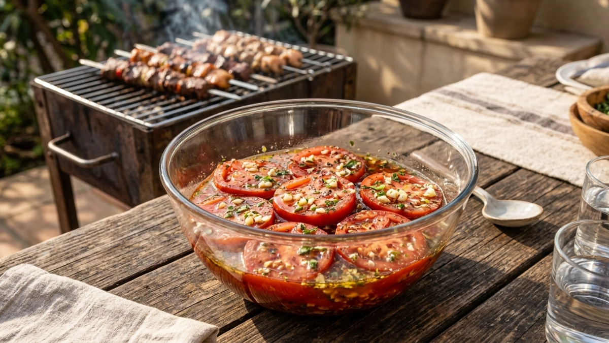 Под шашлык вкуснее не придумаешь: готовлю банками такие помидорки — всего 10 минут, и ароматная закуска уже на столе