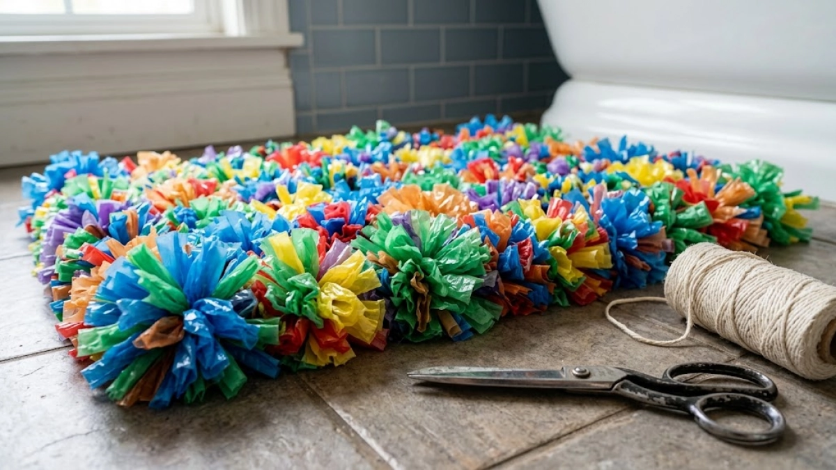 Старые пакеты больше не выбрасываю: делаю из них нарядные пушистые коврики для дома — делюсь своим лайфхаком