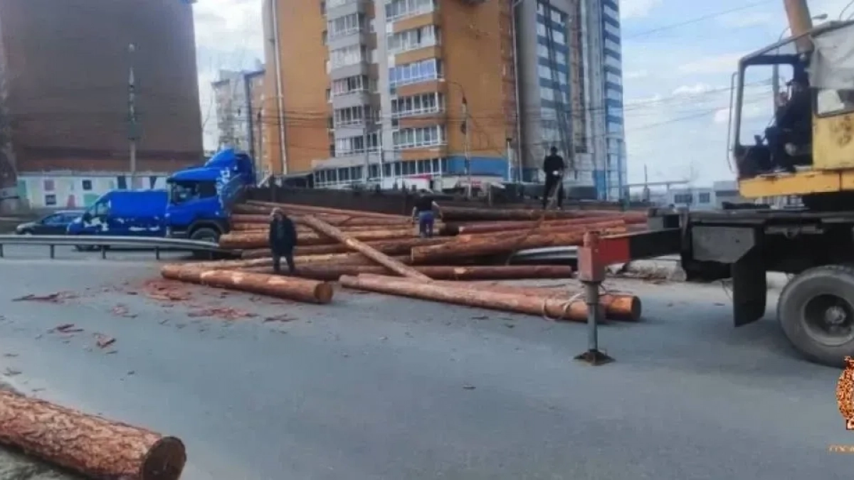 В Иркутской области опрокинулся прицеп лесовоза и парализовал движение
