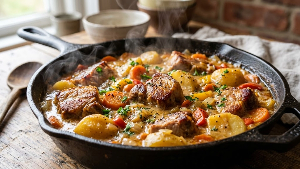 "Жаркое, как у бабушки" — сочное мясо и нежный картофель без лишних хлопот: домашние просят добавку
