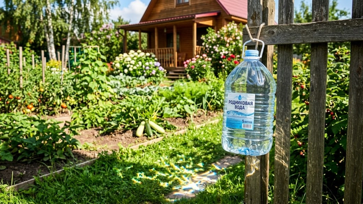 Подвешиваю бутылку с водой к забору: хитрый способ помогает решить одну деликатную проблему — не нарадуюсь своей смекалке