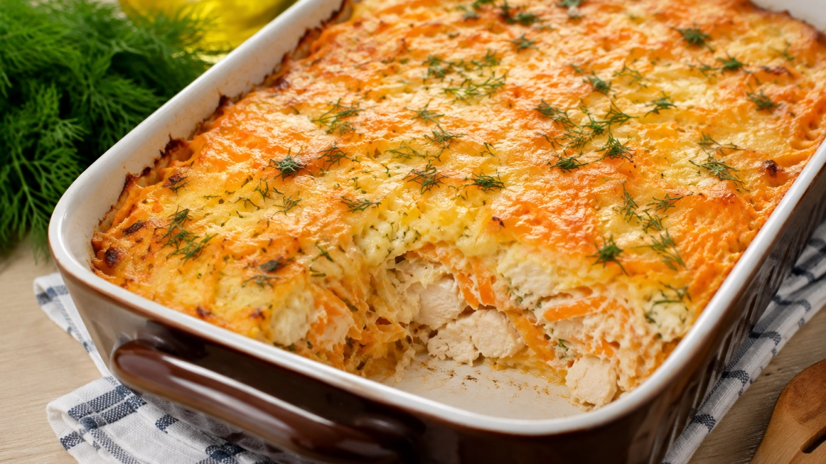Если есть курица, готовлю вместо котлет сочную запеканку с морковью и сыром: всегда выручает на ужин