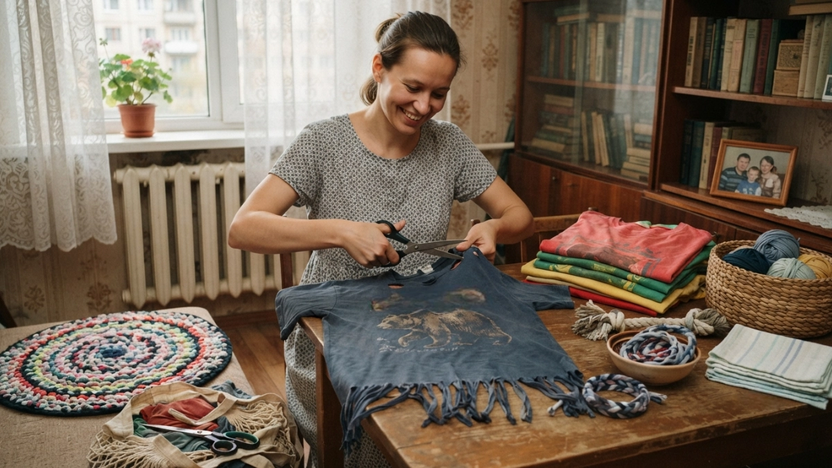 Старые уродливые футболки скупаю в Секонд-хенд — но не ношу: за 5 минут превращаю их в 15 красивых и полезных вещей без швейной машинки