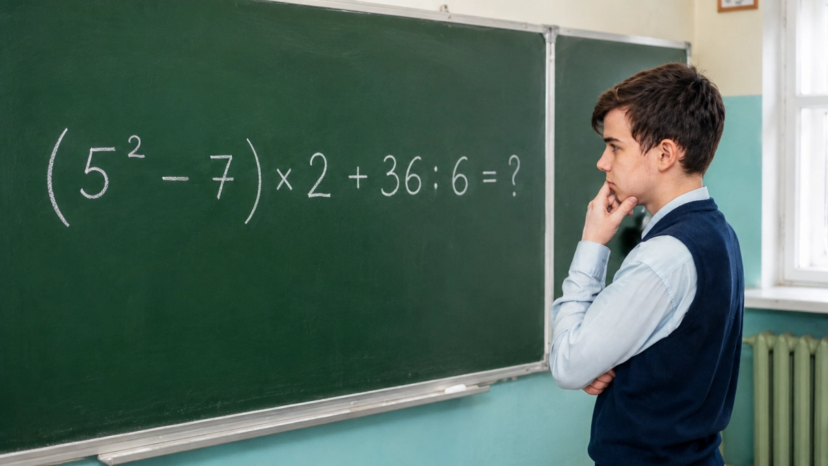 Восьмиклассники решают за секунды: а вы справитесь с примером (5² − 7) × 2 + 36 : 6?