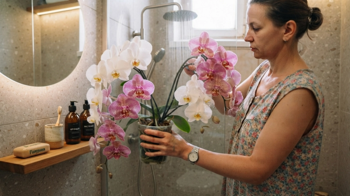 Орхидея не цветёт хоть плачь: устраиваю ей 40-секундный «тропический душ» — цветочная стрелка просыпается без подкормок