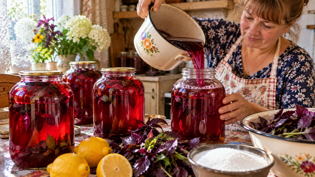 Закрываю по 50 банок — и всё равно мало: вкуснейший компот «Рубинелла» на зиму — пряный базиликовый лимонад по-домашнему