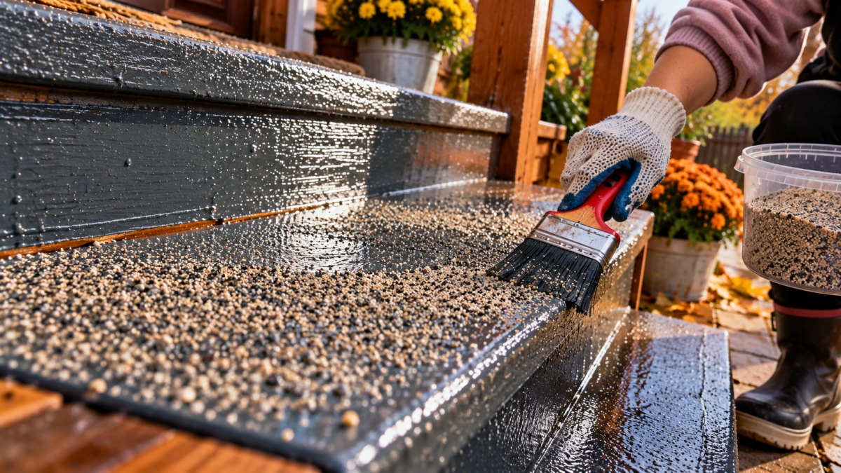 Крашеное крыльцо больше не превращается в «каток»: один компонент в краску — ступени получают противоскользящий эффект
