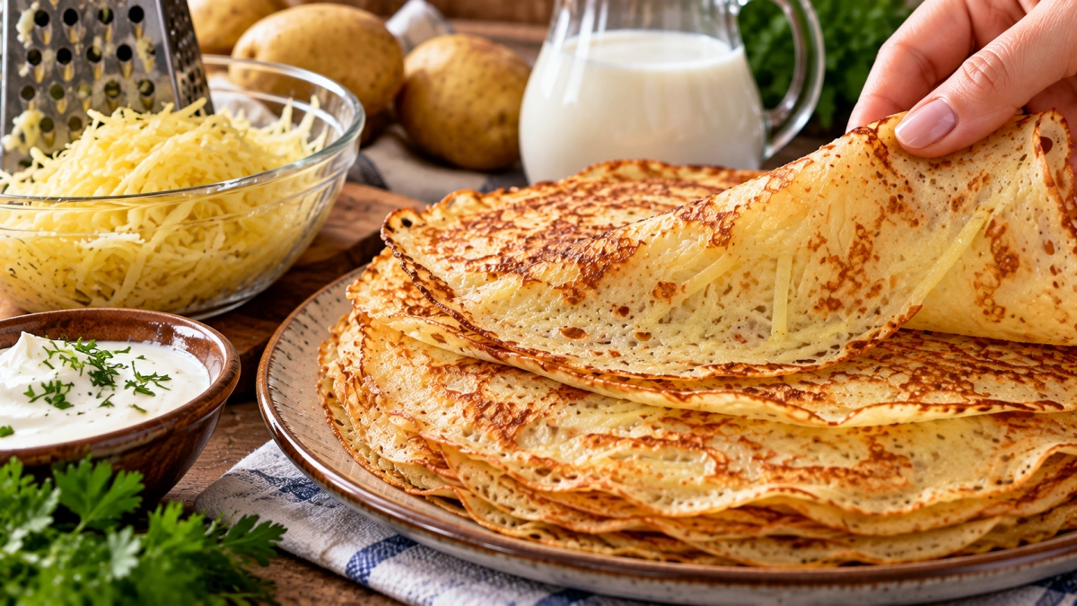 Тру картошку и смешиваю с молоком: блинчики вкуснее ресторанных — нежные, с хрустящей корочкой, хоть на завтрак, хоть на праздничный стол