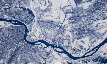 Космонавт Антон Шкаплеров сфотографировал зимний Иркутск с борта МКС